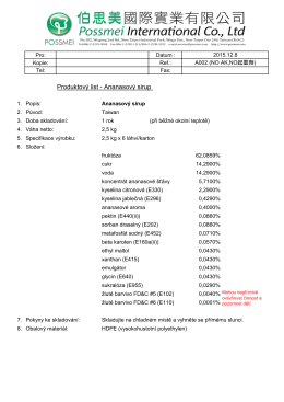 Produktový list - Ananasový sirup