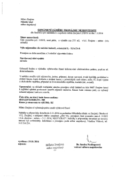 Oznámení záměru pronájmu nemovitosti