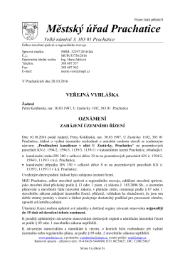 Městský úřad Prachatice Velké náměstí 3, 383 01 Prachatice