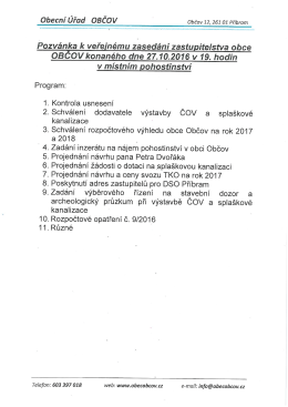POZV&Aacute;NKA na Veřejn&eacute; zased&aacute;n&iacute; O&Uacute;