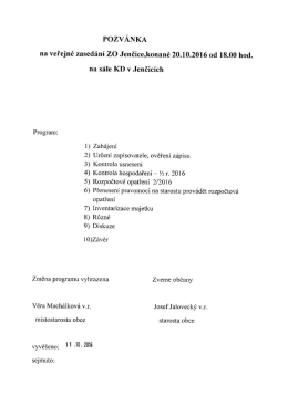 Page 1 POZVÁNKA na veřejné zasedání ZO Jenčice,konané 20.10