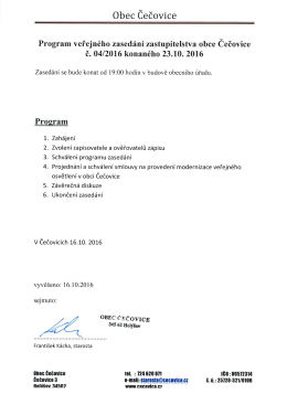Page 1 Obec Cečovice Program veřejného zasedání zastupitelstva