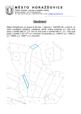 Záměr směny p.č. 343, p.č. 331/12, p.č. 1183 v k.ú. Komušín