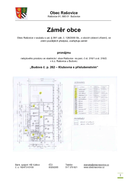 Záměr pronájmu - budova č.p. 262