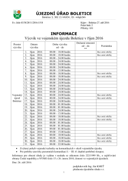 Informace k výcviku - říjen 2016 - Újezdní úřad vojenského újezdu