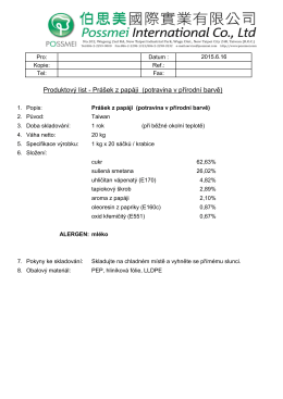 Produktový list - Prášek z papáji (potravina v přírodní