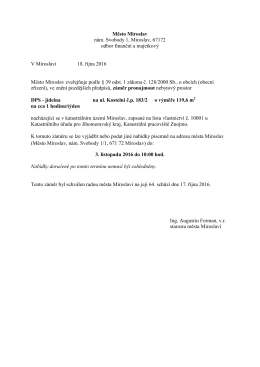 Město Miroslav n&aacute;m. Svobody 1, Miroslav, 67172 odbor finančn&iacute; a