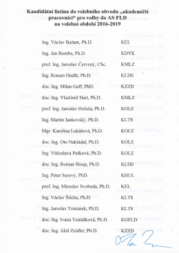 Kandidhtni listina do volebniho obvodu ,,akademidti pracovnfci" pro
