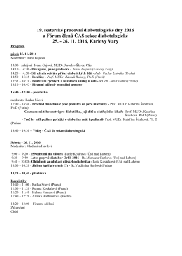 19. sestersk&eacute; pracovn&iacute; diabetologick&eacute; dny 2016 a F&oacute;rum členů ČAS