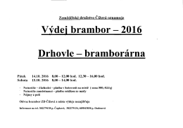 Oznámení o výdeji brambor 14. - 15. října 2016