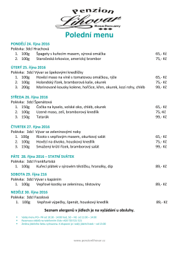 Polední menu - Penzion Lihovar