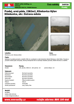 Prodej, orn&aacute; půda, 2382m2, Klimkovice H&yacute;lov Klimkovice, okr