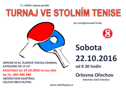 Sobota 22.10.2016