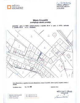 Město Kroměř&iacute;ž - zveřejněn&iacute; z&aacute;měru prodeje pozemků parc. č. 126/2