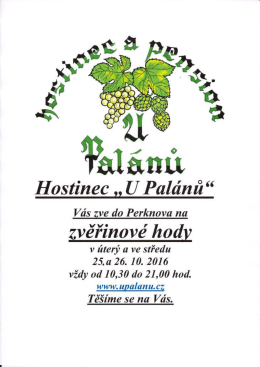Pozv&aacute;nka na zvěřinov&eacute; hody