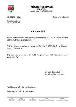 Zveřejnění záměru pronajmout pozemek