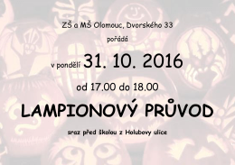 v pondělí 31. 10. 2016 - ZŠ a MŠ Olomouc, Dvorského 33