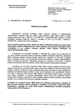 Veřejná vyhláška Ministerstva zemědělství