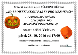 start: hřiště Vrátkov pátek 28. 10. 2016 od 17:00