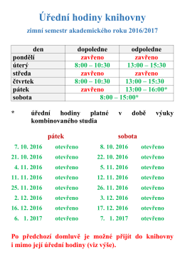 Úřední hodiny knihovny