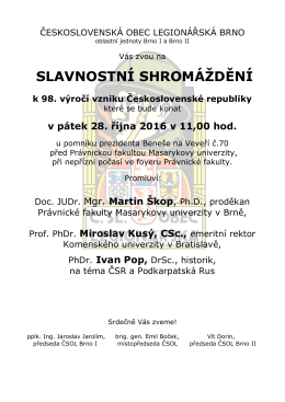 slavnostní shromáždění - Československá obec legionářská