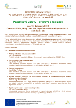 Pozvánka na seminář „Pozemkové úpravy – příprava a realizace“