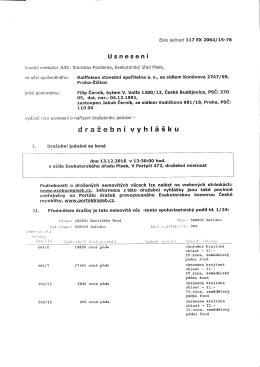 Usnesen&iacute; - dražebn&iacute; vyhl&aacute;&scaron;ka - čj. 117 EX 2064/15-78