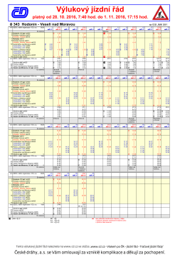 Výlukový jízdní řád - Veselí nad Moravou