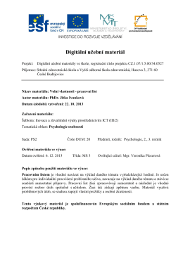 Volní vlastnosti – pracovní list - SZŠ a VOŠ zdravotnická České