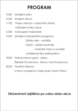 program - Žlebské Chvalovice