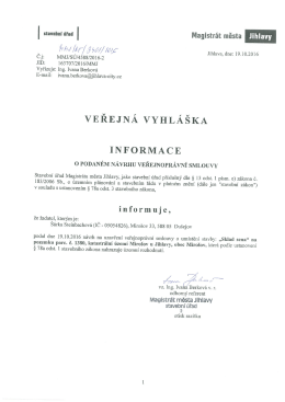 Informace o podaném návrhu veřejnoprávní smlouvy