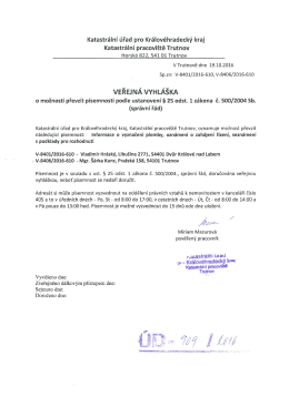 16909 Veřejná vyhláška (V-8406/2016-610)