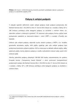 Pokyny k veřejné podpoře - Ministerstvo životního prostředí