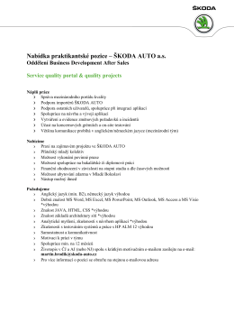 Nabídka praktikantské pozice – ŠKODA AUTO a.s.