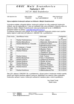 Formul&aacute;ř dopisu obce M. Svatoňovice