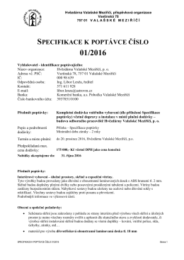 Specifikace k popt&aacute;vce č&iacute;slo 01/2016