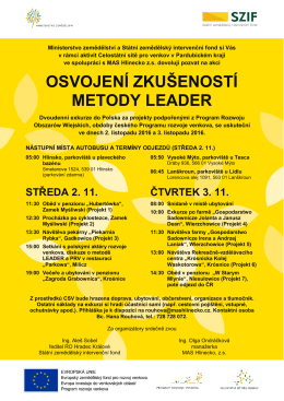 osvojení zkušeností metody leader - Státní zemědělský intervenční