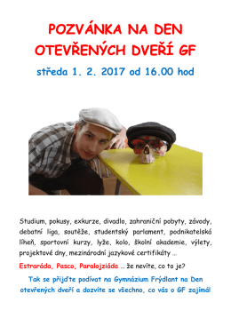 středa 1. 2. 2017 od 16.00 hod