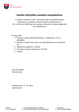 Svolání veřejného zasedání zastupitelstva