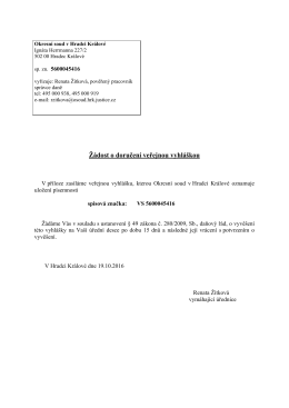 Žádost o doručení veřejnou vyhláškou