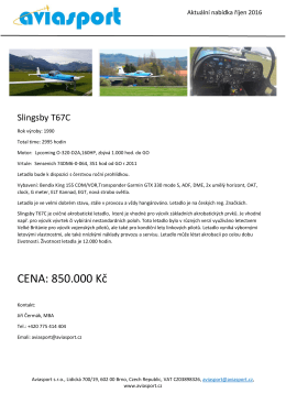 Nabídka letadel a dílů - SLINGSBY T67M | aviasport.cz