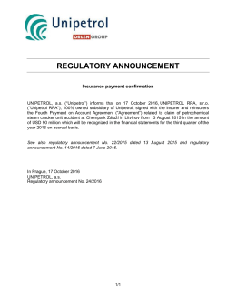 REGULATORY ANNOUNCEMENT