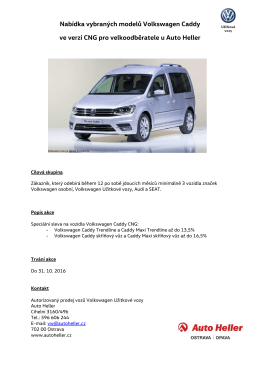 2. Volkswagen Caddy ve verzi CNG pro velkoodběratele.