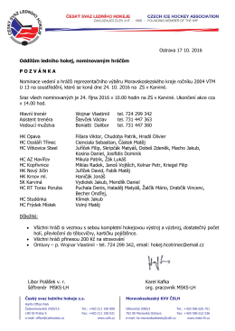 24.10.2016 Karviná - Krajský svaz ledního hokeje Moravskoslezský