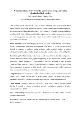 Než&aacute;douc&iacute; &uacute;činky l&eacute;čiv&yacute;ch rostlin- zaměřen&iacute; na alergie, interakce