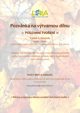 Pozv&aacute;nka na v&yacute;tvarnou d&iacute;lnu