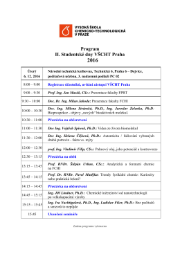 Program II. Studentské dny VŠCHT Praha 2016