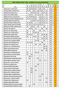 BBO TURNAJ DVOJIC 2016 - průběžné celoroční