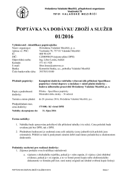 Poptávka na dodávku zboží a služeb 01/2016