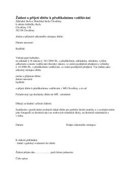 Žádost o přijetí dítěte k předškolnímu vzdělávání